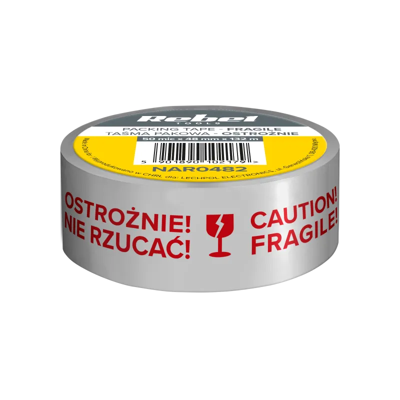 Taśma pakowa OSTROŻNIE SZKŁO REBEL (50mic x 48 mm x 132 m)
