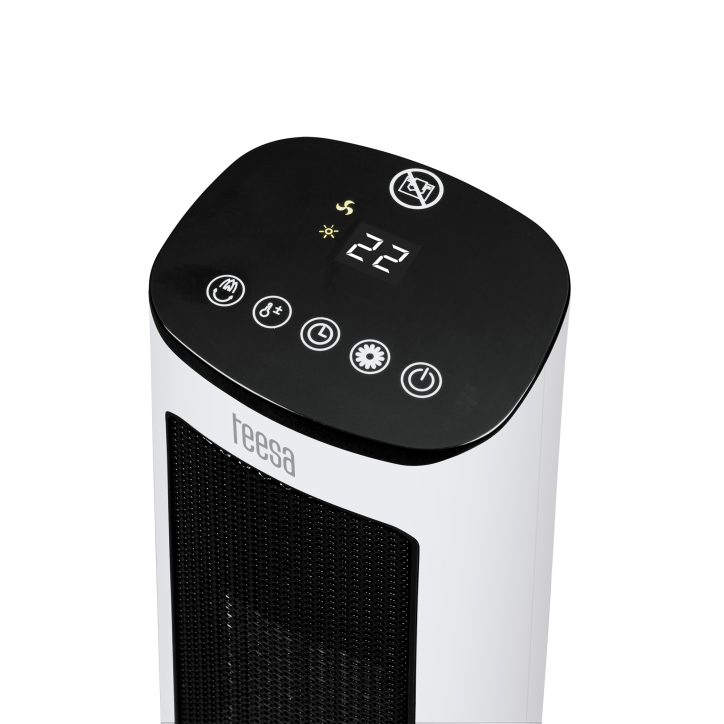 Termowentylator kolumnowy PTC Teesa z funkcją imitacji kominka. Termowentylator kolumnowy PTC Teesa z funkcją imitacji kominka.