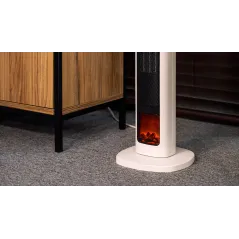 Termowentylator kolumnowy PTC Teesa z funkcją imitacji kominka.