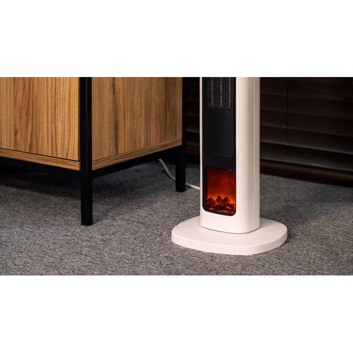 Termowentylator kolumnowy PTC Teesa z funkcją imitacji kominka. Termowentylator kolumnowy PTC Teesa z funkcją imitacji kominka.