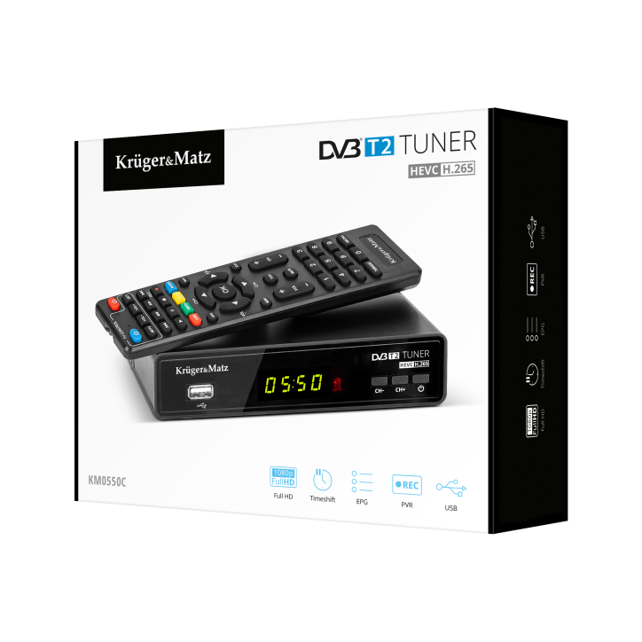 Tuner DVB-T2 H.265 HEVC Kruger&Matz Tuner DVB-T2 H.265 HEVC Kruger&Matz