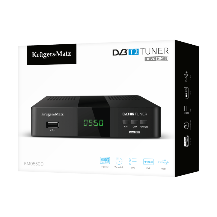 Tuner DVB-T2 H.265 HEVC Kruger&Matz Tuner DVB-T2 H.265 HEVC Kruger&Matz