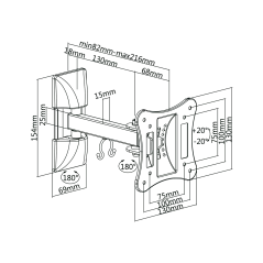 Uchwyt do ściany 13-27 cali czarny LPA51-111 (regulacja w pionie i w poziomie)