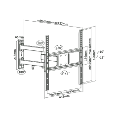 Uchwyt do ściany 32-55 cali czarny LPA52-443 (regulacja w pionie i w poziomie)