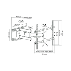 Uchwyt do ściany 37-70 cali czarny LPA49-463D (regulacja w pionie i w poziomie)