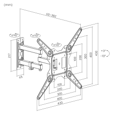 Uchwyt do ściany Kruger&Matz do LED TV 23-55 cali czarny (regulacja w pionie i w poziomie)