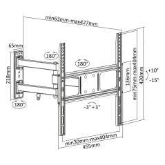 Uchwyt do ściany Kruger&Matz do LED TV 32-55 cali czarny (regulacja w pionie i w poziomie)