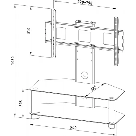 Uchwyt-stojak do LCD/Plasmy srebrny uniwersalny do 50kg/50"