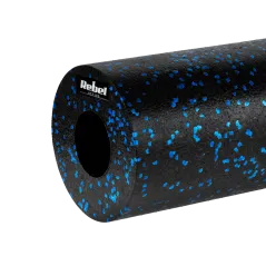 Wałek do masażu, roller piankowy gładki 14x33cm, kolor czarno-niebieski, materiał EPP, REBEL ACTIVE