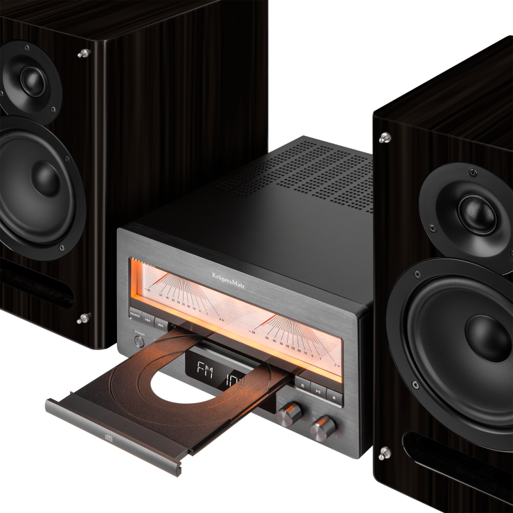Wieża HiFi Kruger&Matz KM1995 (Wzmacniacz klasy A, CD, USB, Bluetooth, radio cyfrowe DAB+, FM) Wieża HiFi Kruger&Matz KM1995 (Wzmacniacz klasy A, CD, USB, Bluetooth, radio cyfrowe DAB+, FM)