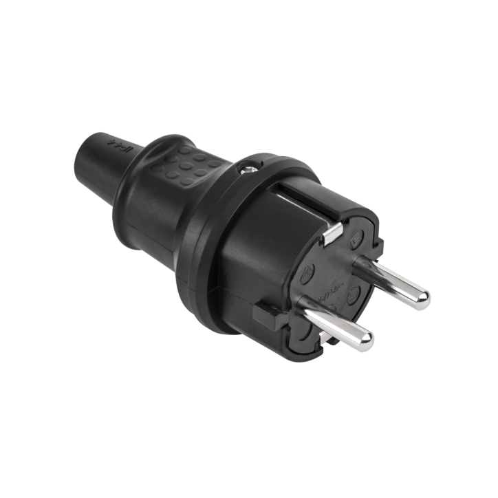 Wtyczka typu niemieckiego 16A/250V- IP44 (gumowa czarna) 2237 Wtyczka typu niemieckiego 16A/250V- IP44 (gumowa czarna) 2237