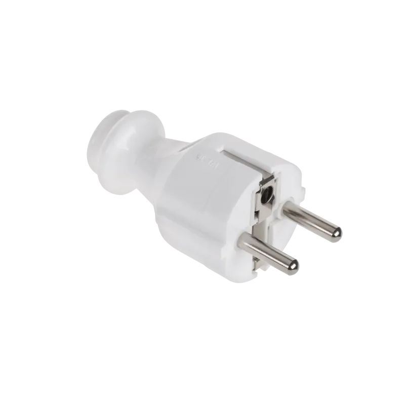 Wtyczka prosta z uziemieniem unischuko biała WT-30