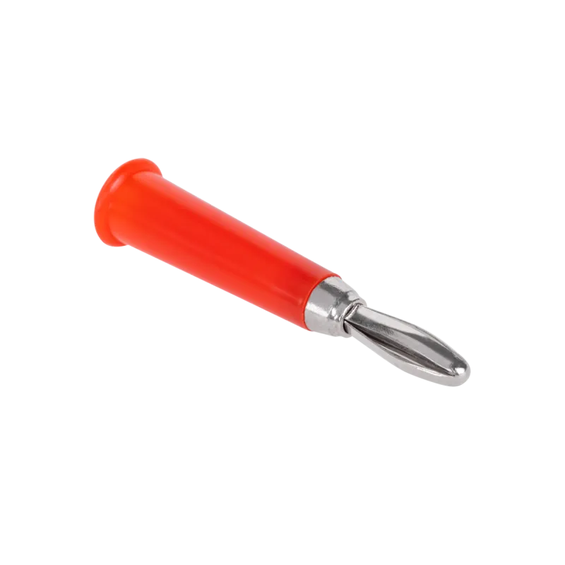 Wtyk bananowy prosty plastikowy czerwony