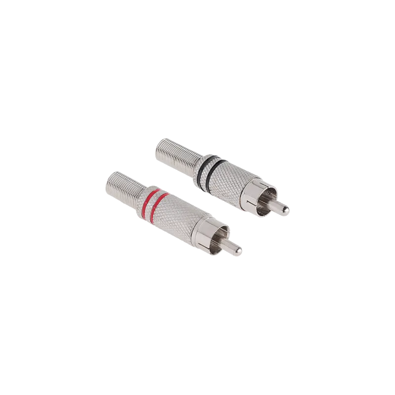 Wtyk RCA nikiel dwa paski czerwony/czarny Wtyk RCA nikiel dwa paski czerwony/czarny