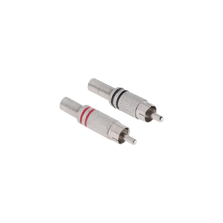 Wtyk RCA nikiel dwa paski czerwony/czarny Cabletech