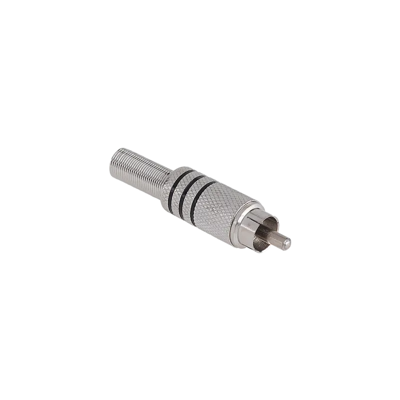 Wtyk RCA nikiel trzy paski Wtyk RCA nikiel trzy paski