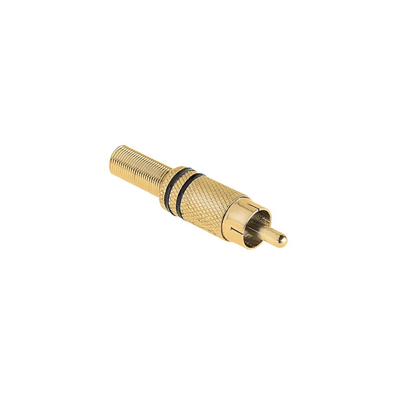 Wtyk RCA złoty dwa paski czarne