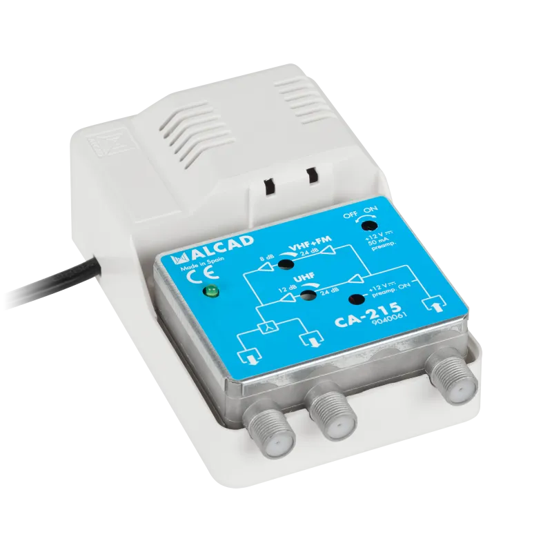 Wzmacniacz antenowy szerokopasmowy 12V CA-215 ALCAD Wzmacniacz antenowy szerokopasmowy 12V CA-215 ALCAD