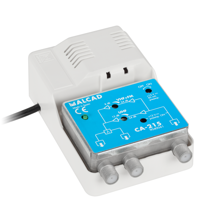 Wzmacniacz antenowy szerokopasmowy 12V CA-215 ALCAD Wzmacniacz antenowy szerokopasmowy 12V CA-215 ALCAD