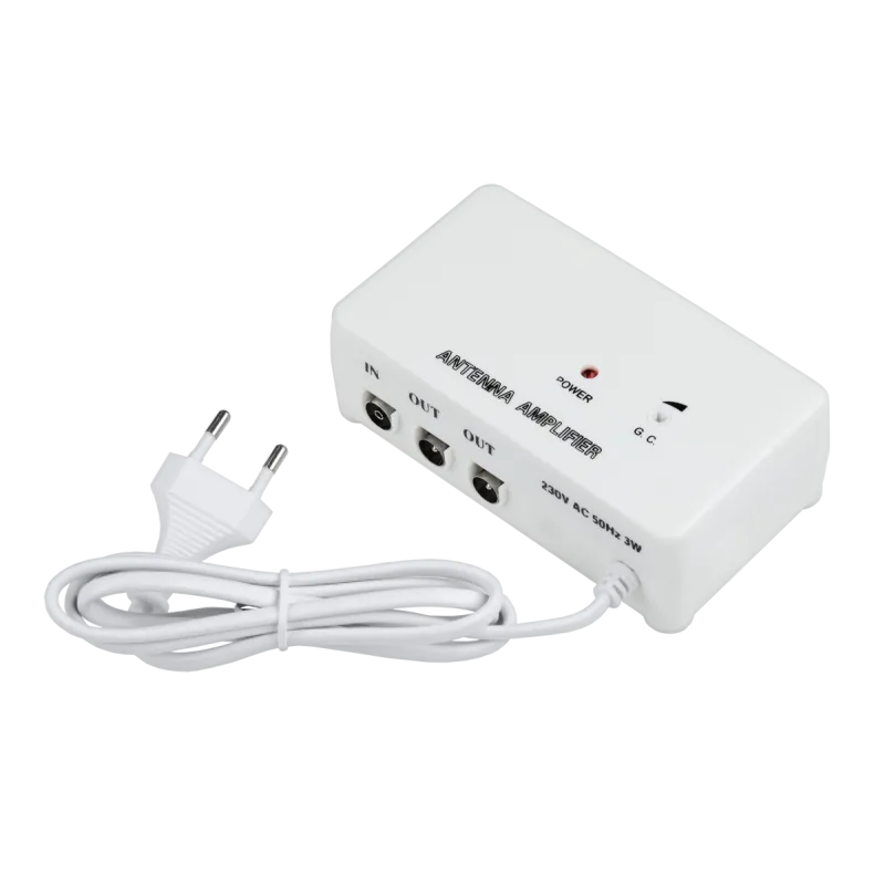 Wzmacniacz antenowy wewnętrzny 2 x 20db Wzmacniacz antenowy wewnętrzny 2 x 20db