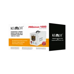Zasilacz awaryjny KEMOT PROsinus-1000 przetwornica z czystym przebiegiem sinusoidalnym i funkcją ładowania 12V 230V 1000VA/700W