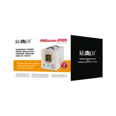 Zasilacz awaryjny KEMOT PROsinus-2000 przetwornica z czystym przebiegiem sinusoidalnym i funkcją ładowania 12V 230V 2000VA/120