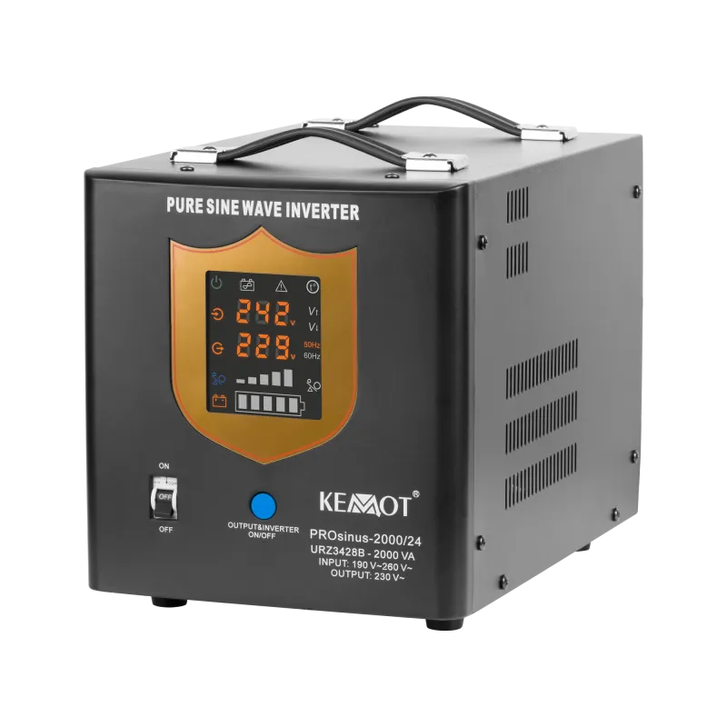 Zasilacz awaryjny KEMOT PROsinus-2000/24 przetwornica z czystym przebiegiem sinusoidalnym i funkcją ładowania 24V 230V 2000VA/ Zasilacz awaryjny KEMOT PROsinus-2000/24 przetwornica z czystym przebiegiem sinusoidalnym i funkcją ładowania 24V 230V 2000VA/