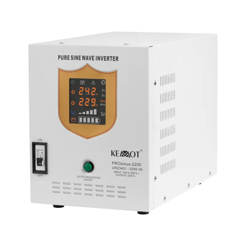 Zasilacz awaryjny KEMOT PROsinus-2200 przetwornica z czystym przebiegiem sinusoidalnym i funkcją ładowania 12V 230V 2200VA/160