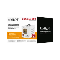 Zasilacz awaryjny KEMOT PROsinus-500 przetwornica z czystym przebiegiem sinusoidalnym i funkcją ładowania 12V 230V 500VA/300W