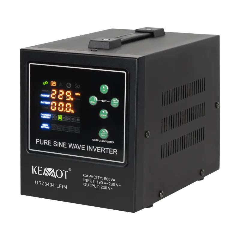 Zasilacz awaryjny KEMOT PROsinus-500-LFP4 przetwornica z czystym przebiegiem sinusoidalnym i funkcją ładowania 12V 230V 500VA/ Zasilacz awaryjny KEMOT PROsinus-500-LFP4 przetwornica z czystym przebiegiem sinusoidalnym i funkcją ładowania 12V 230V 500VA/