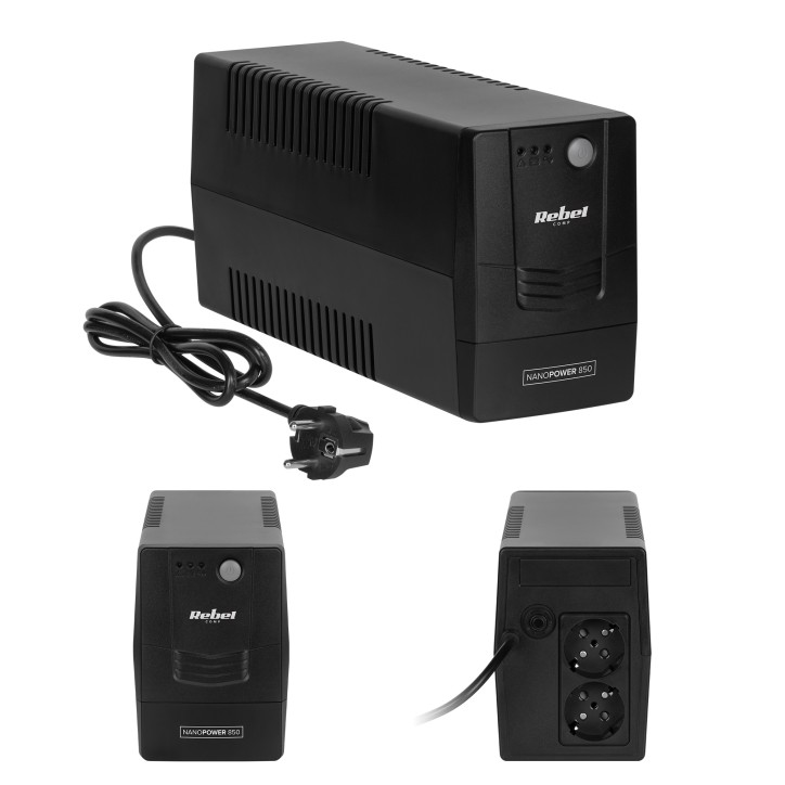 Zasilacz awaryjny komputerowy UPS REBEL model Nanopower 850 ( offline, 850VA / 480W , 230 V , 50Hz ) Zasilacz awaryjny komputerowy UPS REBEL model Nanopower 850 ( offline, 850VA / 480W , 230 V , 50Hz )