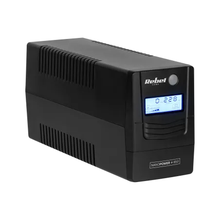 Zasilacz awaryjny komputerowy UPS REBEL model Nanopower Plus 850 ( offline, 850VA / 480W , 230 V , 50Hz , LCD , USB , RJ45 )