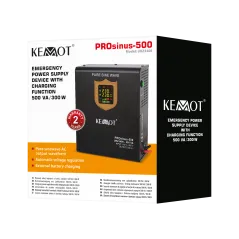 Zasilacz awaryjny naścienny KEMOT PROsinus-500 przetwornica z czystym przebiegiem sinusoidalnym i funkcją ładowania 12V 230V 5