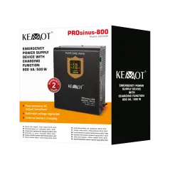 Zasilacz awaryjny naścienny KEMOT PROsinus-800 przetwornica z czystym przebiegiem sinusoidalnym i funkcją ładowania 12V 230V 800