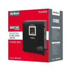 Zasilacz Awaryjny Naścienny Rebel POWER-800 - przetwornica z czystym przebiegiem sinusoidalnym i funkcją ładowania 12V 230V 800