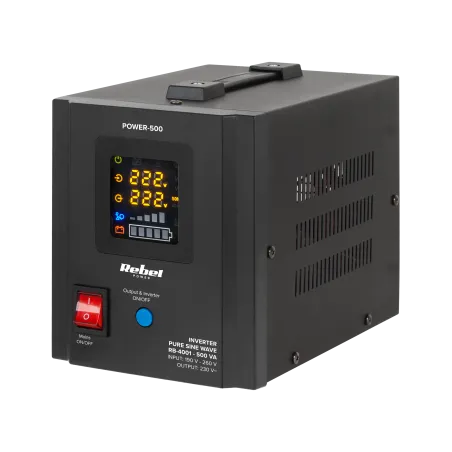 Zasilacz Awaryjny Rebel POWER-500 - przetwornica z czystym przebiegiem sinusoidalnym i funkcją ładowania 12V 230V 500VA/300W