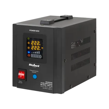 Zasilacz Awaryjny Rebel POWER-800 - przetwornica z czystym przebiegiem sinusoidalnym i funkcją ładowania 12V 230V 800VA/500W