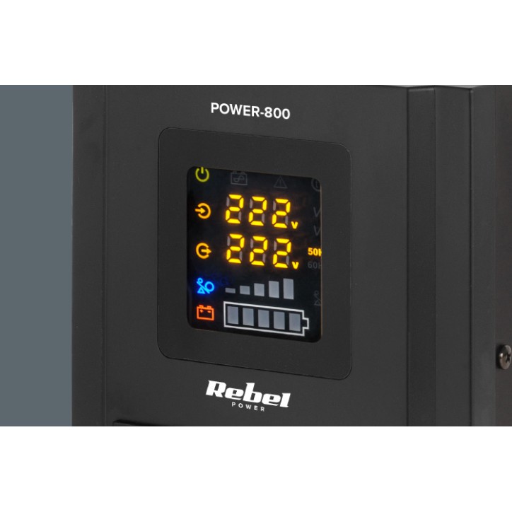 Zasilacz Awaryjny Rebel POWER-800 - przetwornica z czystym przebiegiem sinusoidalnym i funkcją ładowania 12V 230V 800VA/500W Zasilacz Awaryjny Rebel POWER-800 - przetwornica z czystym przebiegiem sinusoidalnym i funkcją ładowania 12V 230V 800VA/500W