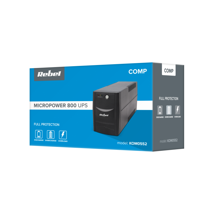 Zasilacz awaryjny UPS REBEL model Micropower 800 ( offline, 800VA / 480W , 230 V , 50Hz ) Zasilacz awaryjny UPS REBEL model Micropower 800 ( offline, 800VA / 480W , 230 V , 50Hz )