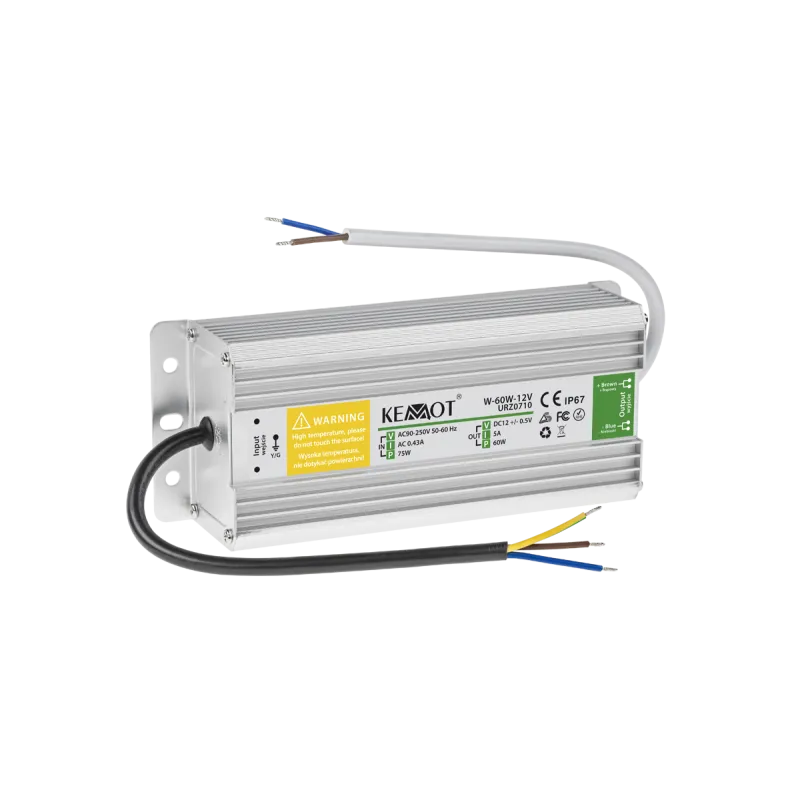 Zasilacz do sznura diodowego W-60W-12V 5A IP67 Zasilacz do sznura diodowego W-60W-12V 5A IP67