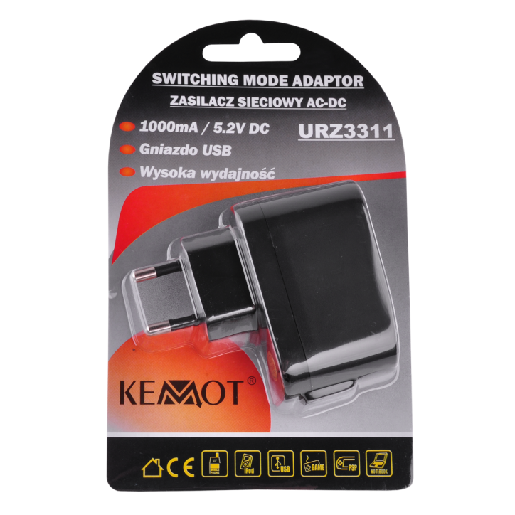 Zasilacz sieciowy 230V /USB 5V 1000mA Zasilacz sieciowy 230V /USB 5V 1000mA