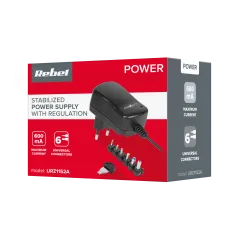 Zasilacz stabilizowany z regulacją Rebel 12V 600mA