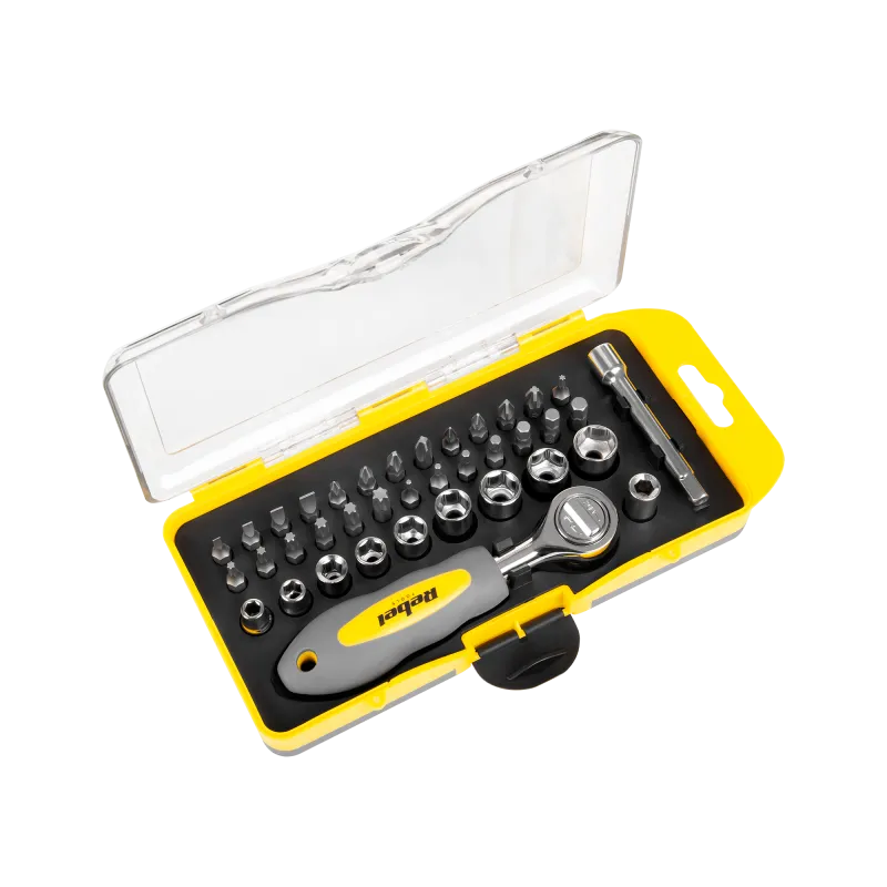 Zestaw bitów i nasadek z grzechotką 38szt.