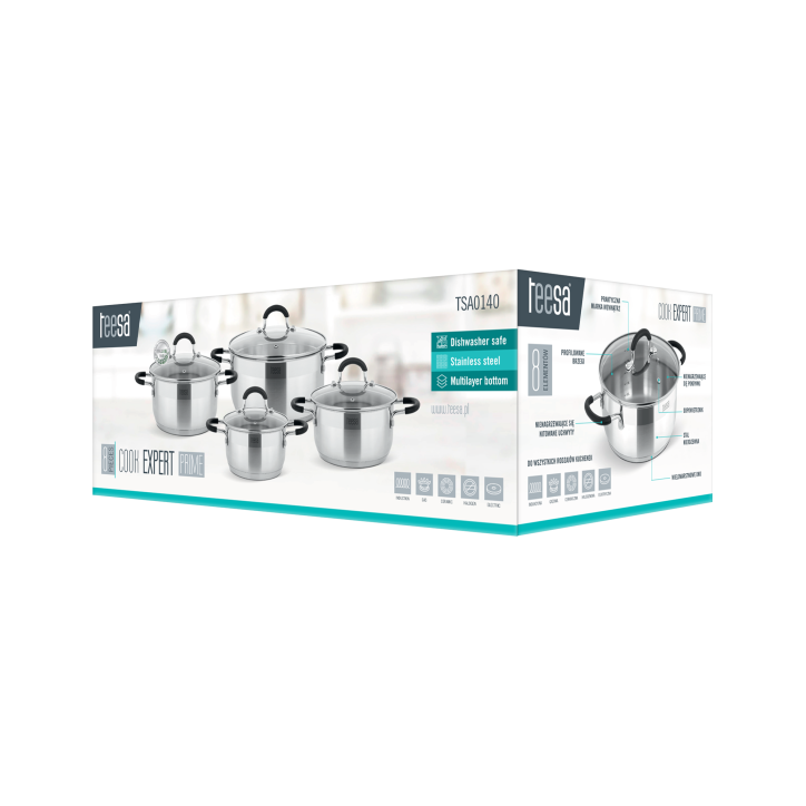 Zestaw garnków 8 elementów TEESA COOK EXPERT PRIME Zestaw garnków 8 elementów TEESA COOK EXPERT PRIME