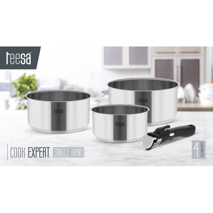 Zestaw garnków z odłączaną rączką TEESA COOK EXPERT SINGLE HAND Zestaw garnków z odłączaną rączką TEESA COOK EXPERT SINGLE HAND
