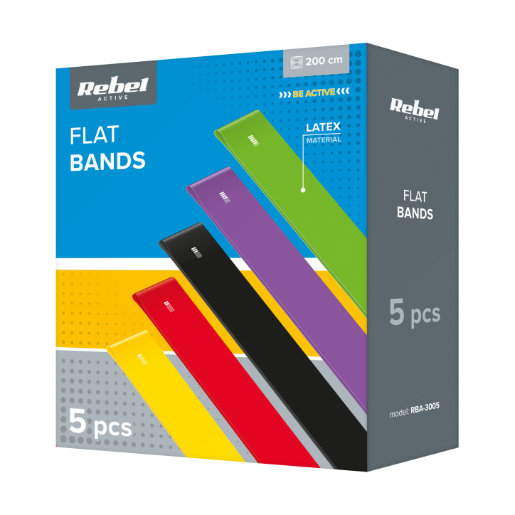 Zestaw gum do ćwiczeń lateksowe 2m - Long Band LTs-1, 1-5 kg, 5 gum, REBEL ACTIVE Zestaw gum do ćwiczeń lateksowe 2m - Long Band LTs-1, 1-5 kg, 5 gum, REBEL ACTIVE