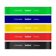 Zestaw gum do ćwiczeń lateksowy - Mini Band L, 2.3-18.2 kg, 5 gum, kolorowy, REBEL ACTIVE