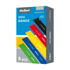 Zestaw gum do ćwiczeń lateksowy - Mini Band L, 2.3-18.2 kg, 5 gum, kolorowy, REBEL ACTIVE