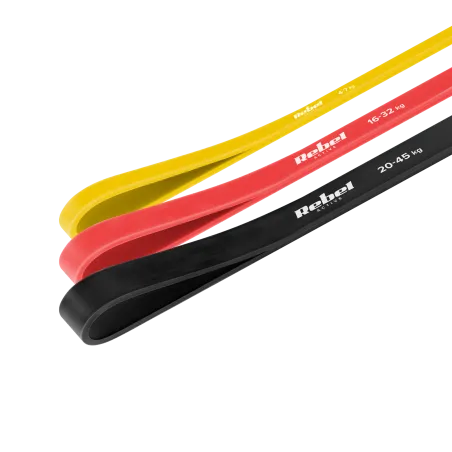 Zestaw gum do ćwiczeń lateksowy - Power Band PLs-1, 4-32 kg, 3 gumy, REBEL ACTIVE