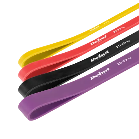 Zestaw gum do ćwiczeń lateksowy - Power Band PLs-2, 4-45 kg, 4 gumy, REBEL ACTIVE